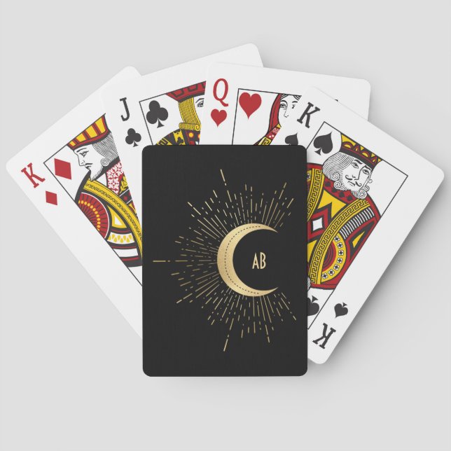 Create Your Own Gold Arcane Moon Tarot Poker Cards (Back)
