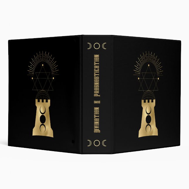 Create Your Own Gold Arcane Moon Tower Tarot 3 Ring Binder (Background)