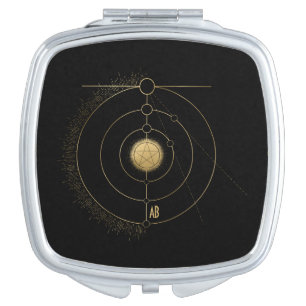 Create Your Own Gold Arcane Pentacle Tarot Compact Mirror