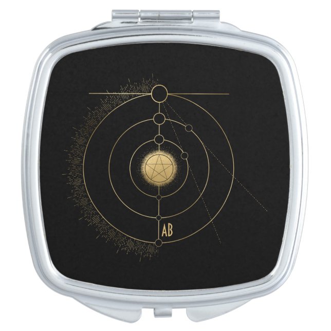 Create Your Own Gold Arcane Pentacle Tarot Compact Mirror (Front)