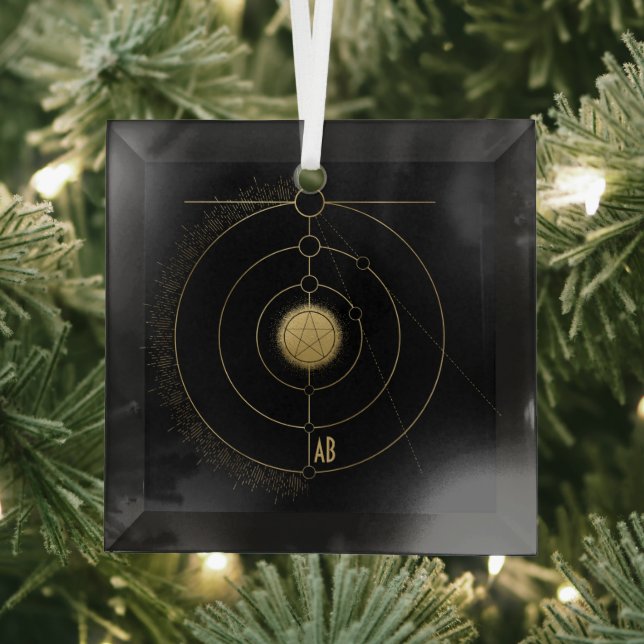 Create Your Own Gold Arcane Pentacle Tarot Glass Ornament (Insitu)