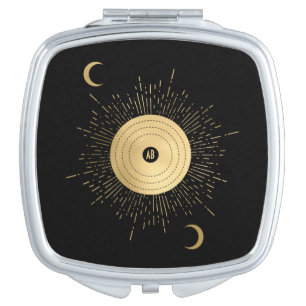 Create Your Own Gold Arcane Sun Tarot Compact Mirror