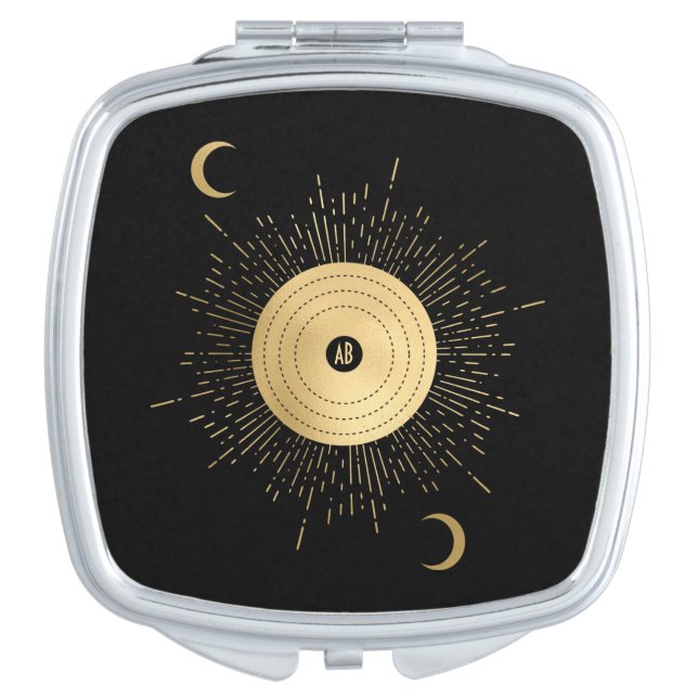 Create Your Own Gold Arcane Sun Tarot Compact Mirror (Front)