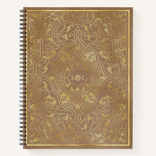 Create Your Own Gold Asian Inspired Beige Notebook (Front)