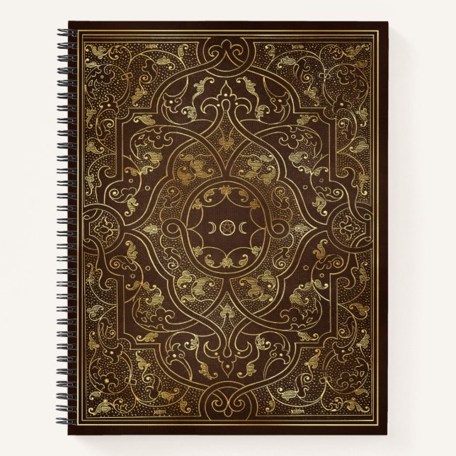 Create Your Own Gold Asian Inspired Brown Notebook (Front)