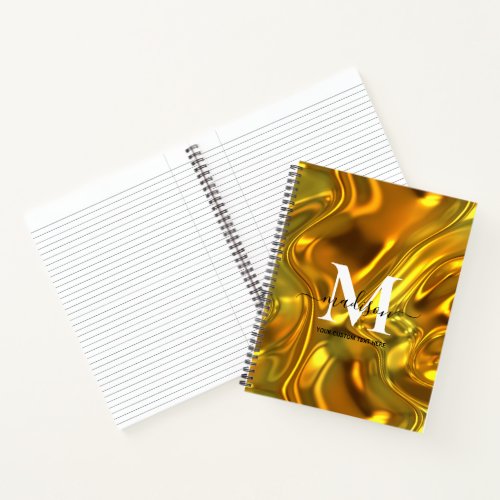 Create Your Own Gold Black White Monogram Notebook