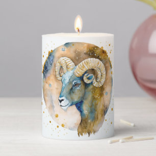 Create Your Own Gold & Blue Aries Zodiac Pillar Candle