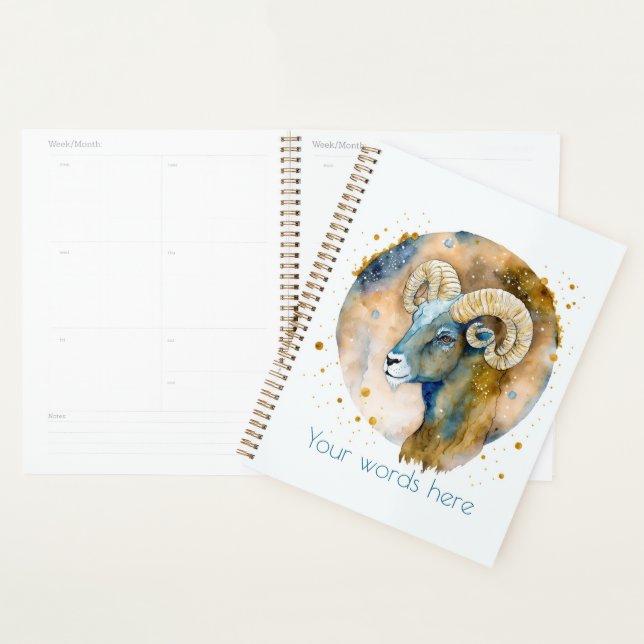 Create Your Own Gold & Blue Aries Zodiac Planner (Display)