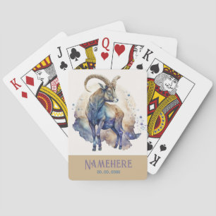 Create Your Own Gold & Blue Mystical Capricorn Poker Cards