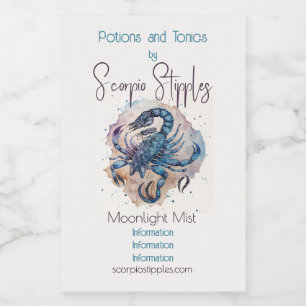 Create Your Own Gold & Blue Mystical Scorpio Wine Label