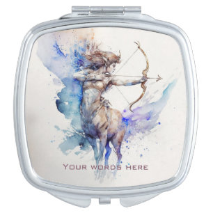 Create Your Own Gold & Blue Sagittarius Zodiac Compact Mirror