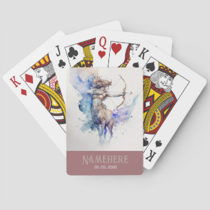 Create Your Own Gold & Blue Sagittarius Zodiac Poker Cards