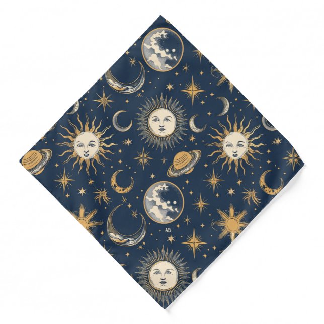 Create Your Own Gold Blue White Celestial Bandana (Front)