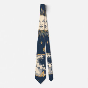 Create Your Own Gold Blue White Celestial Neck Tie