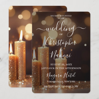 Create Your Own Gold Bokeh Candles Invitation