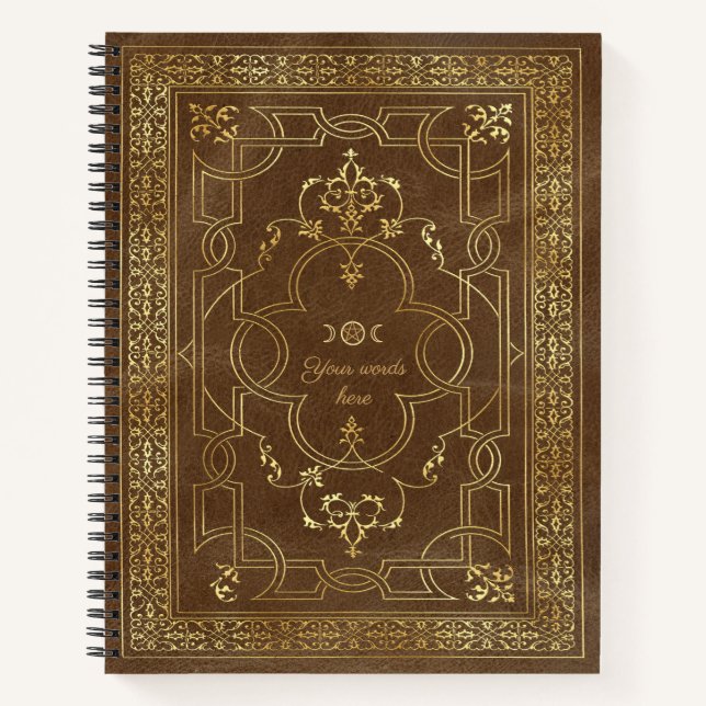 Create Your Own Gold Embossed Camel Brown Notebook (Front)