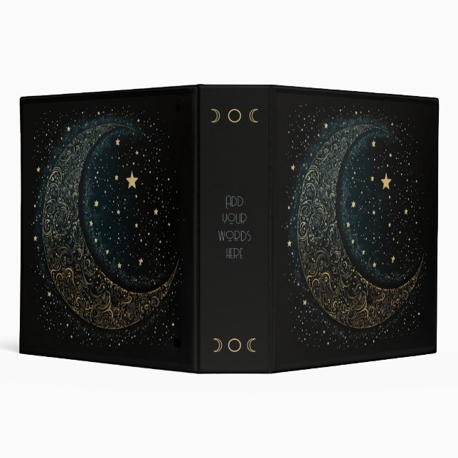 Create Your Own Gold Filigree Moon Celestial 3 Ring Binder (Background)