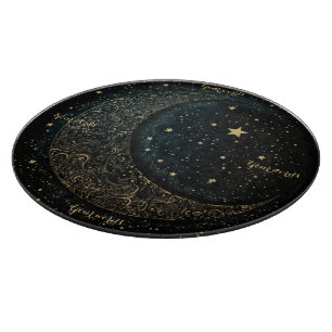 Create Your Own Gold Filigree Moon Celestial Cutting Board