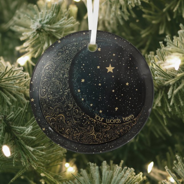 Create Your Own Gold Filigree Moon Celestial Glass Ornament (Insitu)