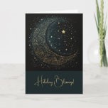 Create Your Own Gold Filigree Moon Celestial Holiday Card