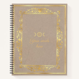 Create Your Own Gold Framed Beige Brown Notebook
