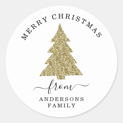 Create Your Own Gold Glitter Christmas White Classic Round Sticker