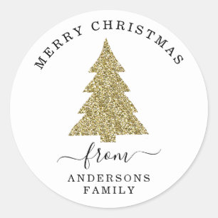 Create Your Own Gold Glitter Christmas White Classic Round Sticker