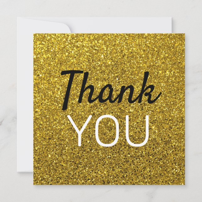 Create your Own Gold Glitter Thank You Card (Front)