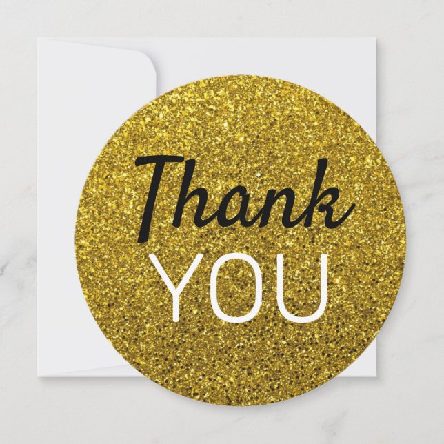 Create your Own Gold Glitter Thank You Card (Front)
