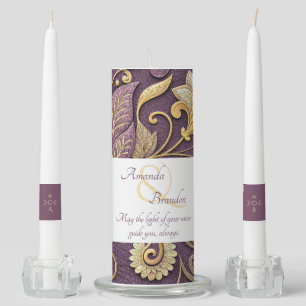 Create Your Own Gold Plum Vintage Floral Unity Candle Set