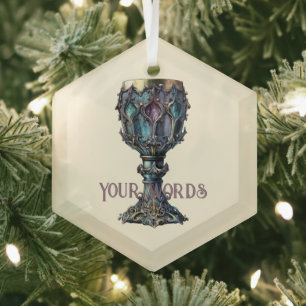 Create Your Own Gold Rimmed Blue Chalice Glass Ornament