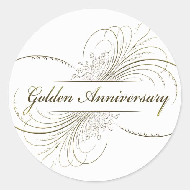 Create Your Own Golden Anniversary Design Classic Round Sticker (Front)