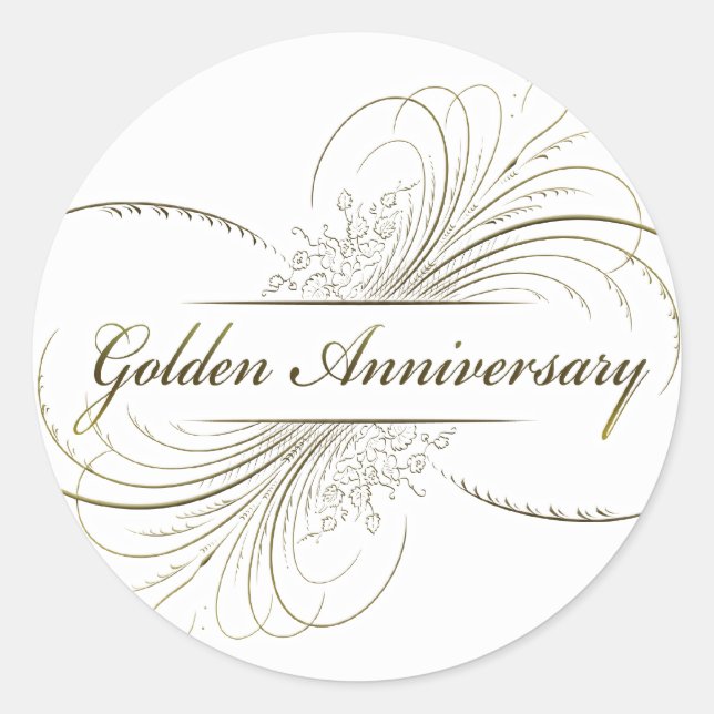 Create Your Own Golden Anniversary Design Classic Round Sticker (Front)