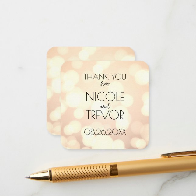 Create Your Own - Golden Bokeh Thank You Enclosure Card (Front/Back In Situ)