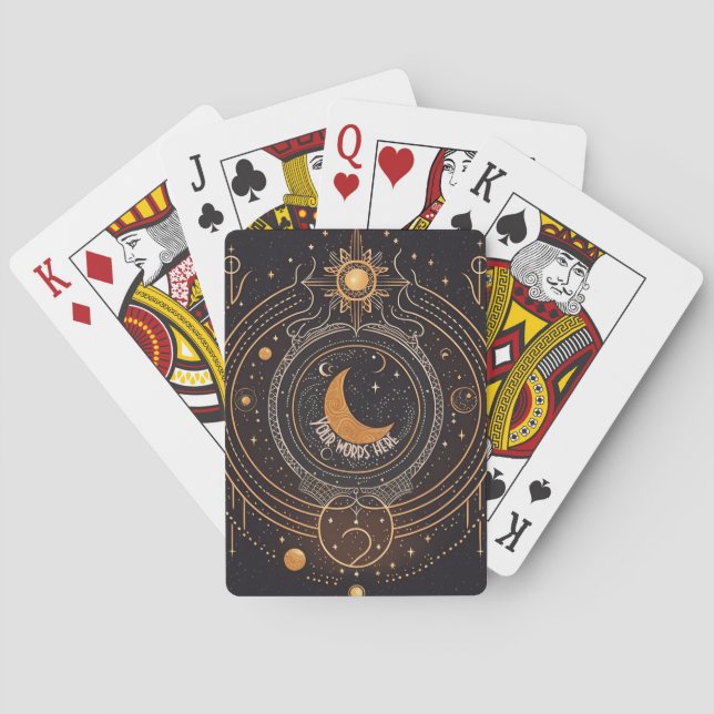 Create Your Own Golden Celestial Lunar Poker Cards (Back)