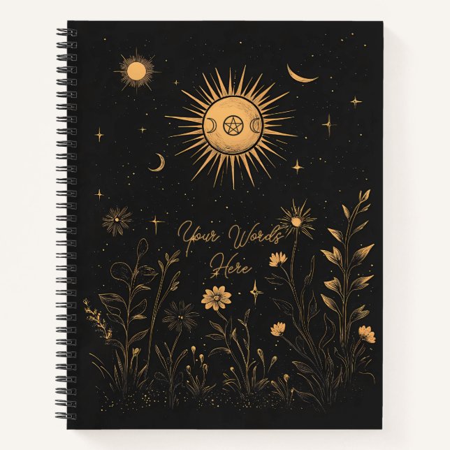 Create Your Own Golden Celestial Solar Garden Notebook (Front)