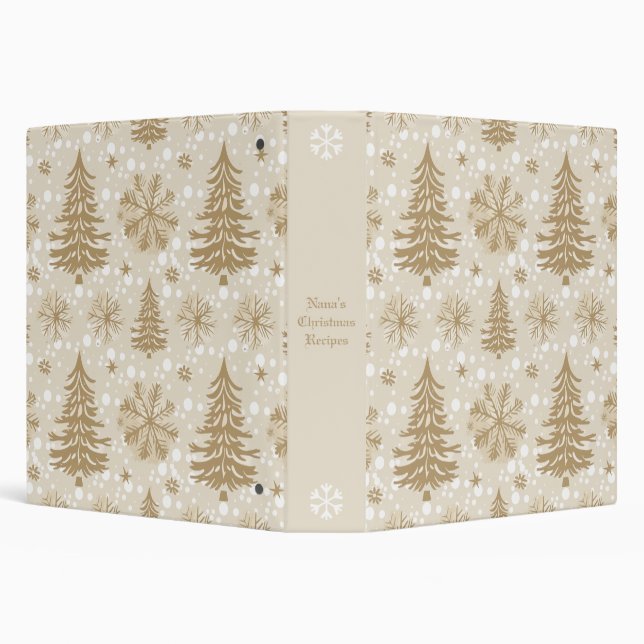 Create Your Own Golden Christmas Trees & Dots 3 Ring Binder (Background)