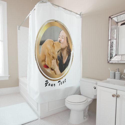 Create Your Own Golden Circle Dog Photo Shower Curtain