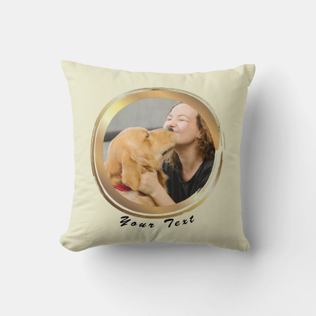 Create Your Own Golden Circle Dog Photo Throw Pillow (Front)