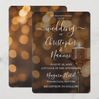 Create Your Own Golden Glitter Bokeh Candle Invitation