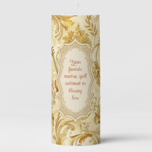 Create Your Own Golden Instruments Floral Damask Pillar Candle