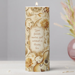 Create Your Own Golden Musical Instrument Collage Pillar Candle