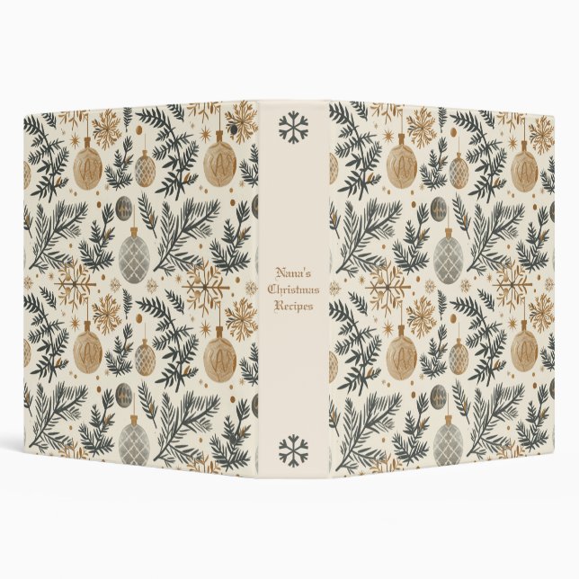 Create Your Own Golden Ornaments Pine Tree 3 Ring Binder (Background)