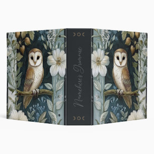 Create Your Own Golden Owl Floral Botanical 3 Ring Binder