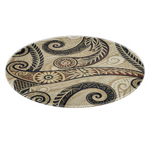 Create Your Own Golden Red Black Festive Tribal Cutting Board