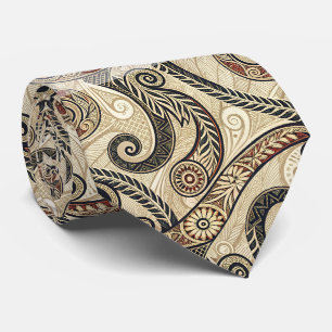Create Your Own Golden Red Black Festive Tribal Neck Tie