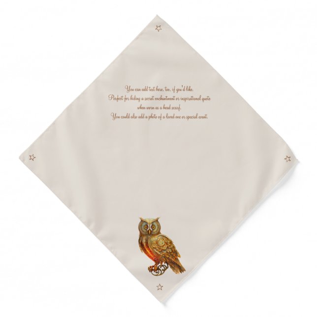 Create Your Own Golden Steampunk Owl Bandana (Front)