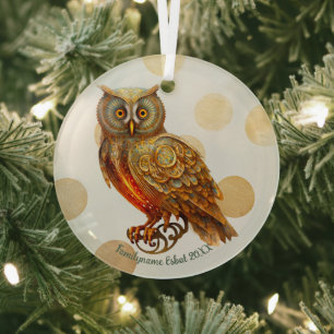Create Your Own Golden Steampunk Owl Glass Ornament