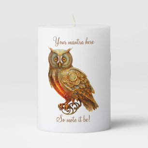 Create Your Own Golden Steampunk Owl Pillar Candle