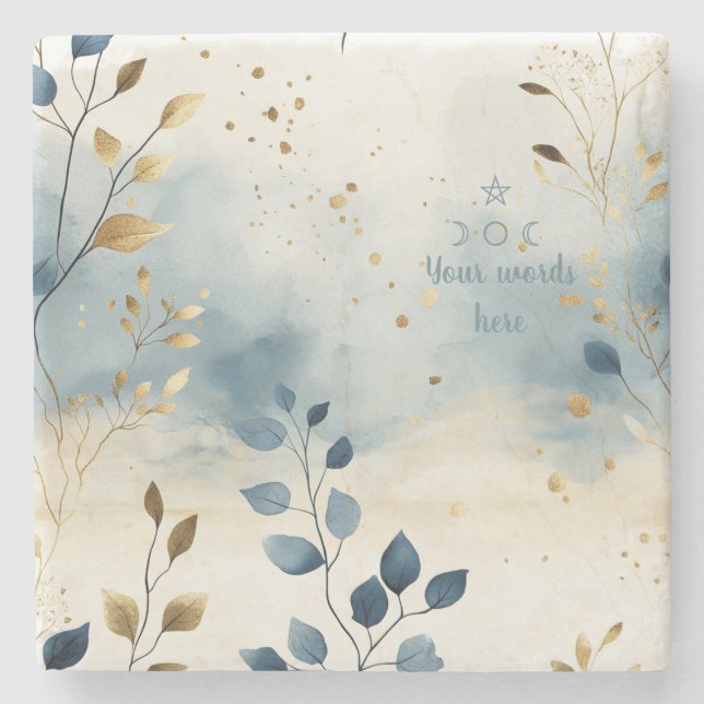 Create Your Own Golden Summer Leaves Minimilist Stone Coaster (Front)
